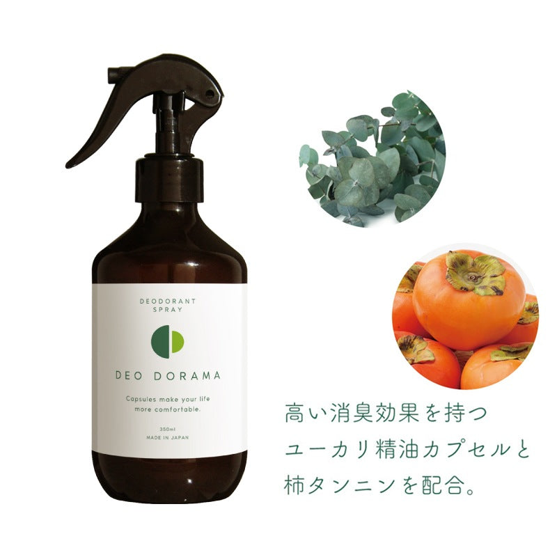 DEO DORAMA/デオドラマ：350mL 布製品用消臭スプレー ユーカリ精油 長時間・消臭効果持続